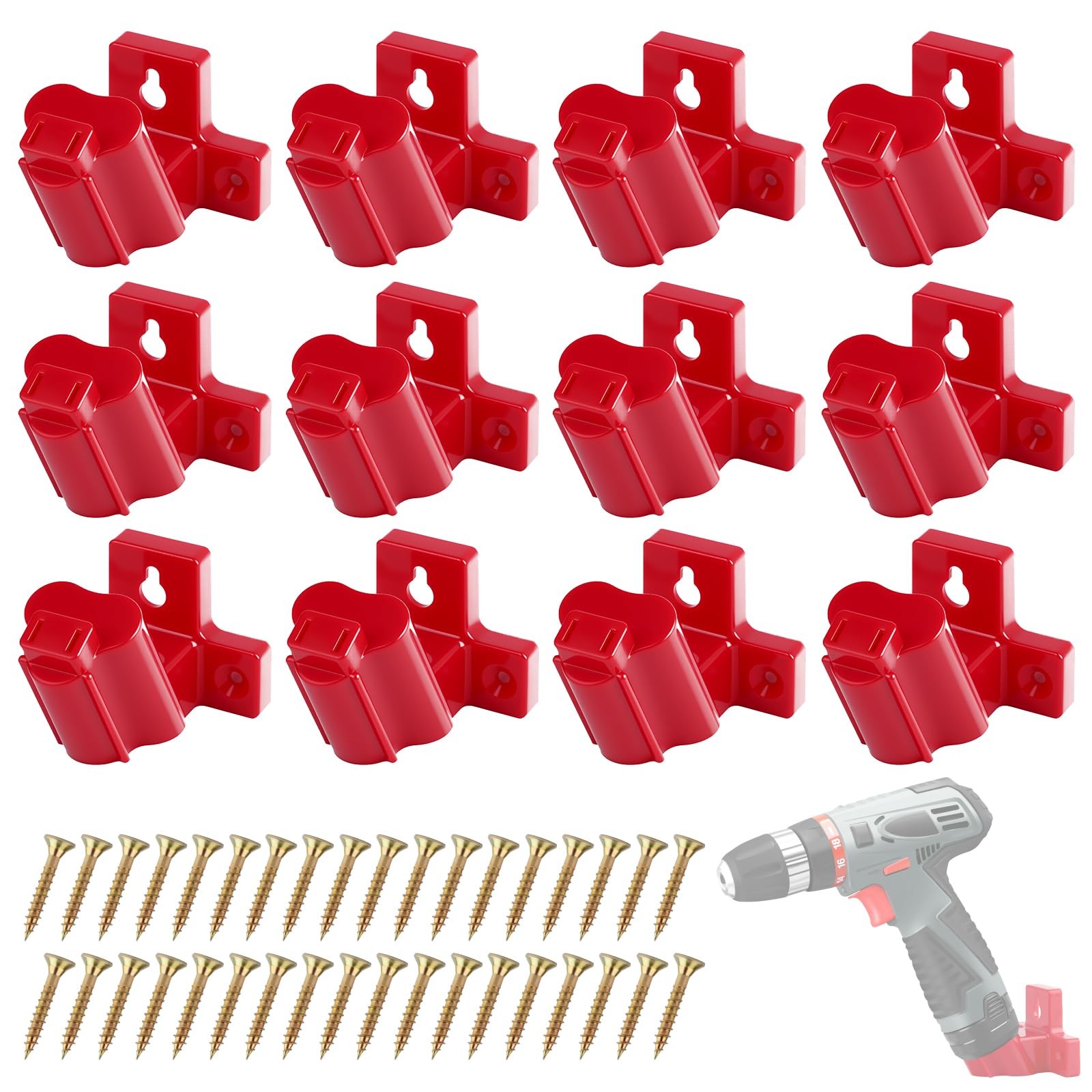 12 Packs M12 Tool Holder for Milwaukee, 12V Drill M12 Tool Hanger with 36 Scr...