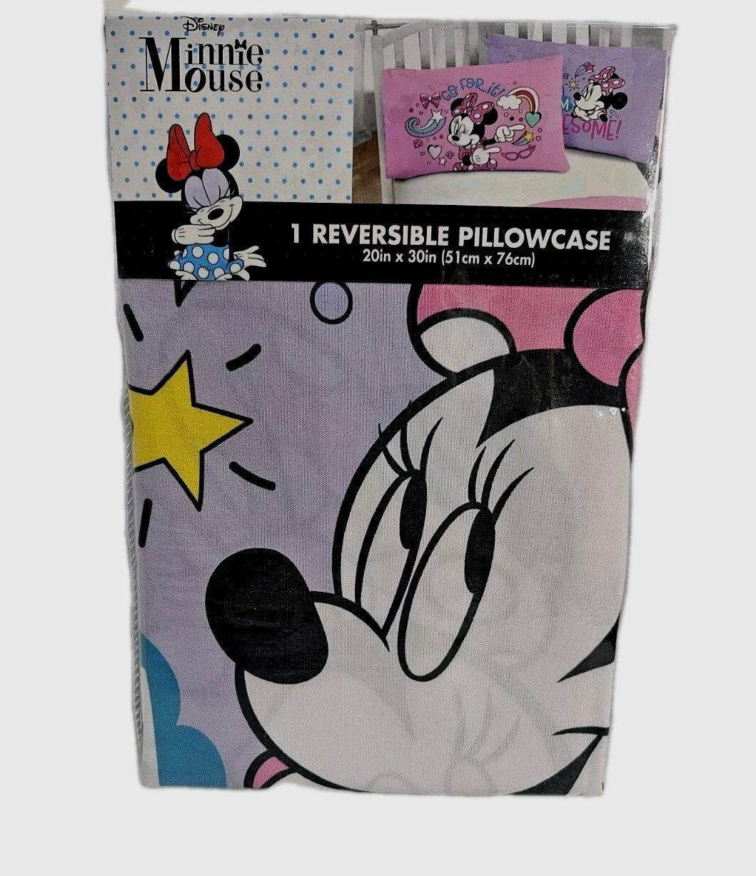 1 Reversible Disney Minnie Mouse Multicolor Pillowcase  20"x30"