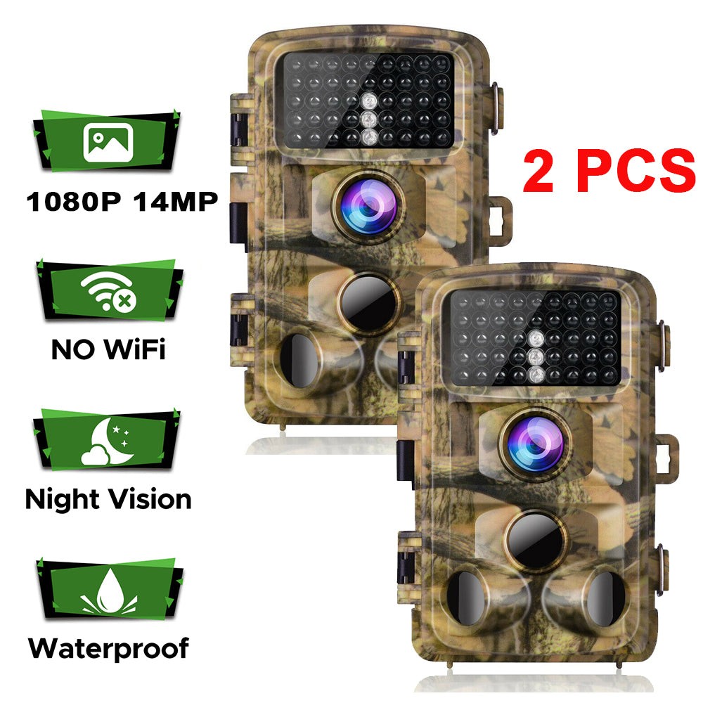 2PC Campark 14MP Trail Camera 1080P Hunting Wildlife Game Cam 3PIR Night Vision