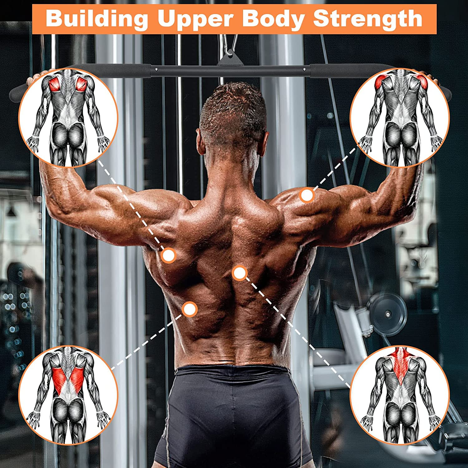 39.37 Inch LAT Pulldown Bar Attachment for Pulley Cable Machine, Curl Tricep Pre