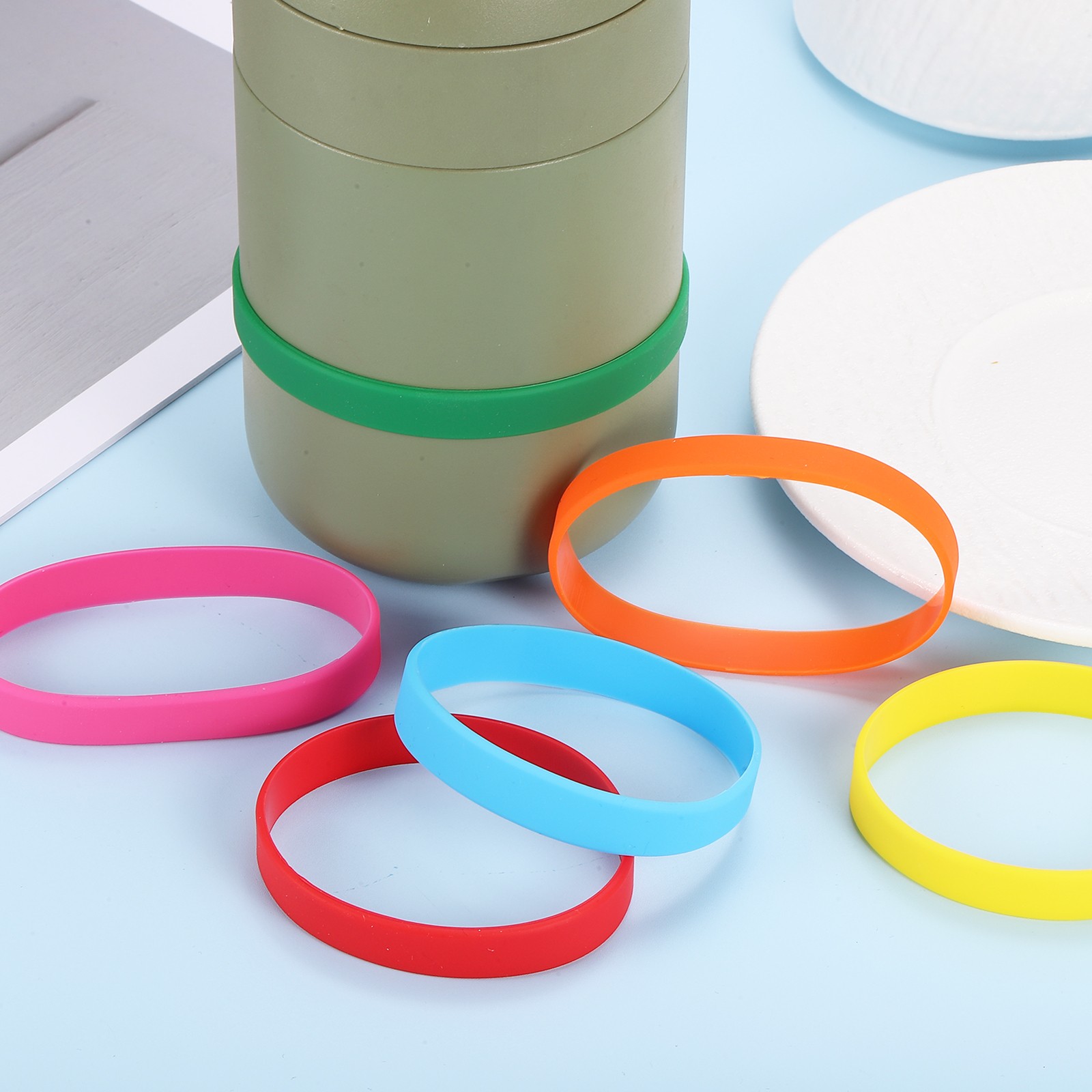 20Pcs Silicone Rubber Bands Non-slip 4 Inch Flat for Books, Gray