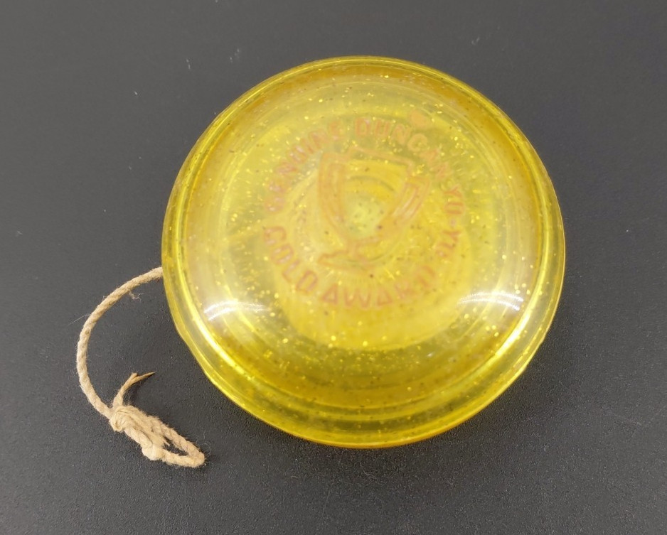 Vintage Genuine Duncan Gold Award Yo-Yo YoYo Clear Yellow Gold Glitter