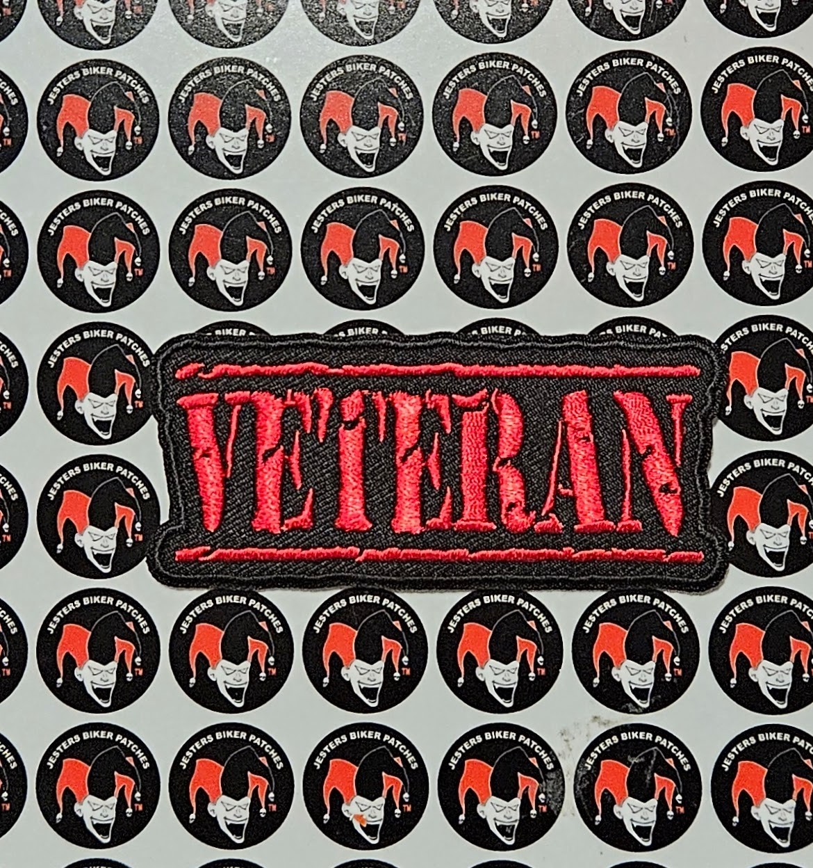 Veteran Stencil Red Embroidered Patch MW024