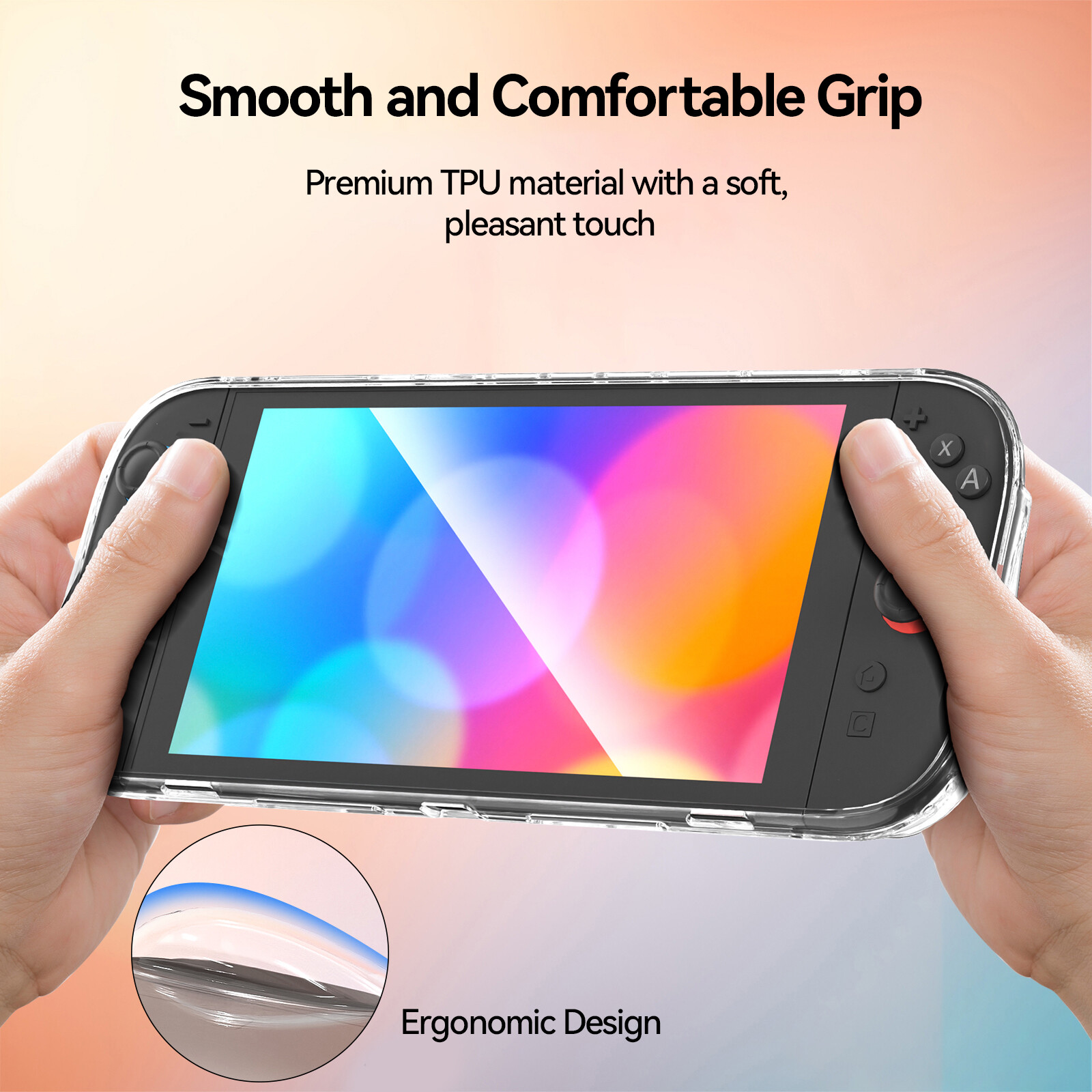 GeekShare TPU Clear Case for Switch 2 Console and Joycon Soft Ergonomic Handgrip