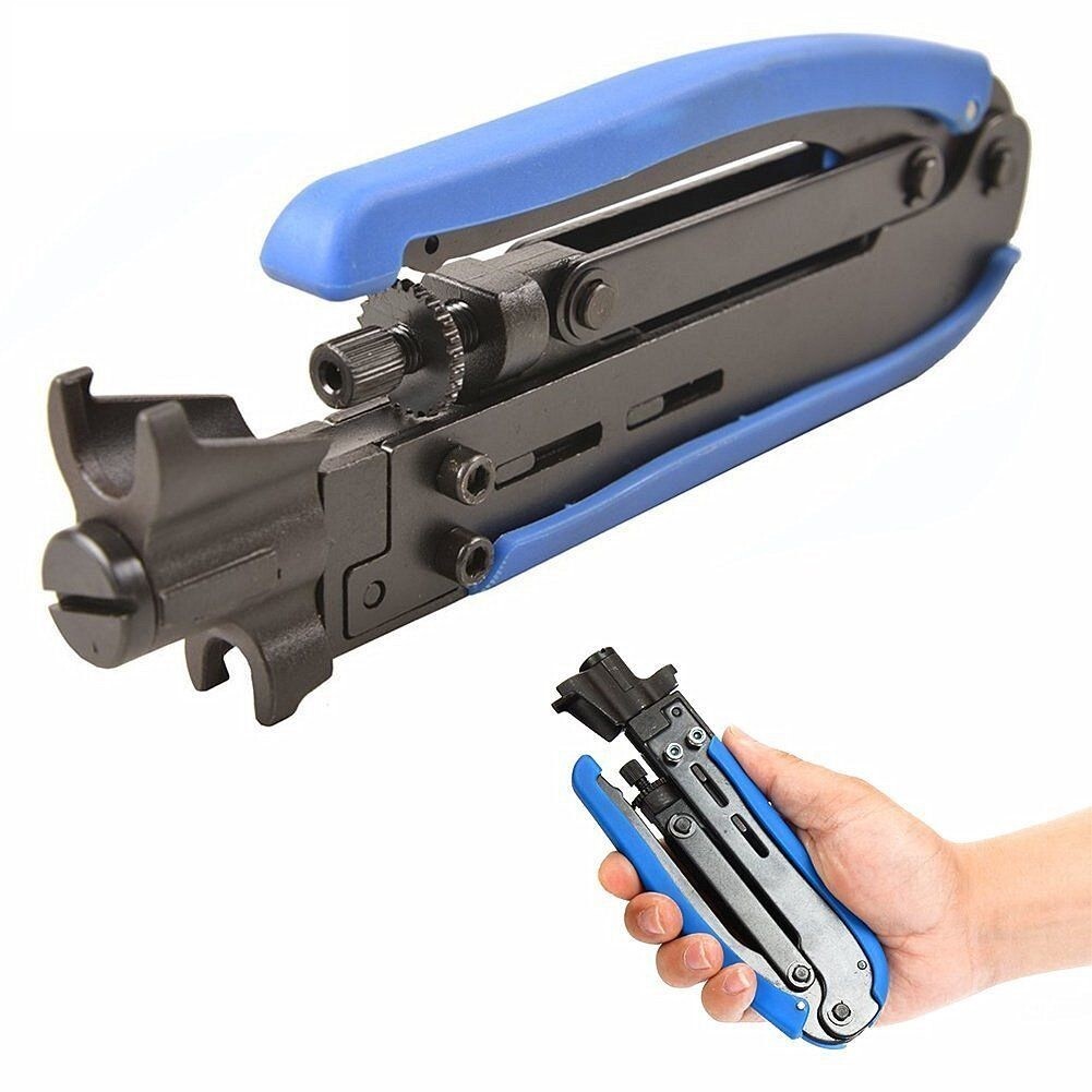 RG6 Coaxial Cable Stripper Crimper Tools Kit(20 Compression 10 Barrel Connector)