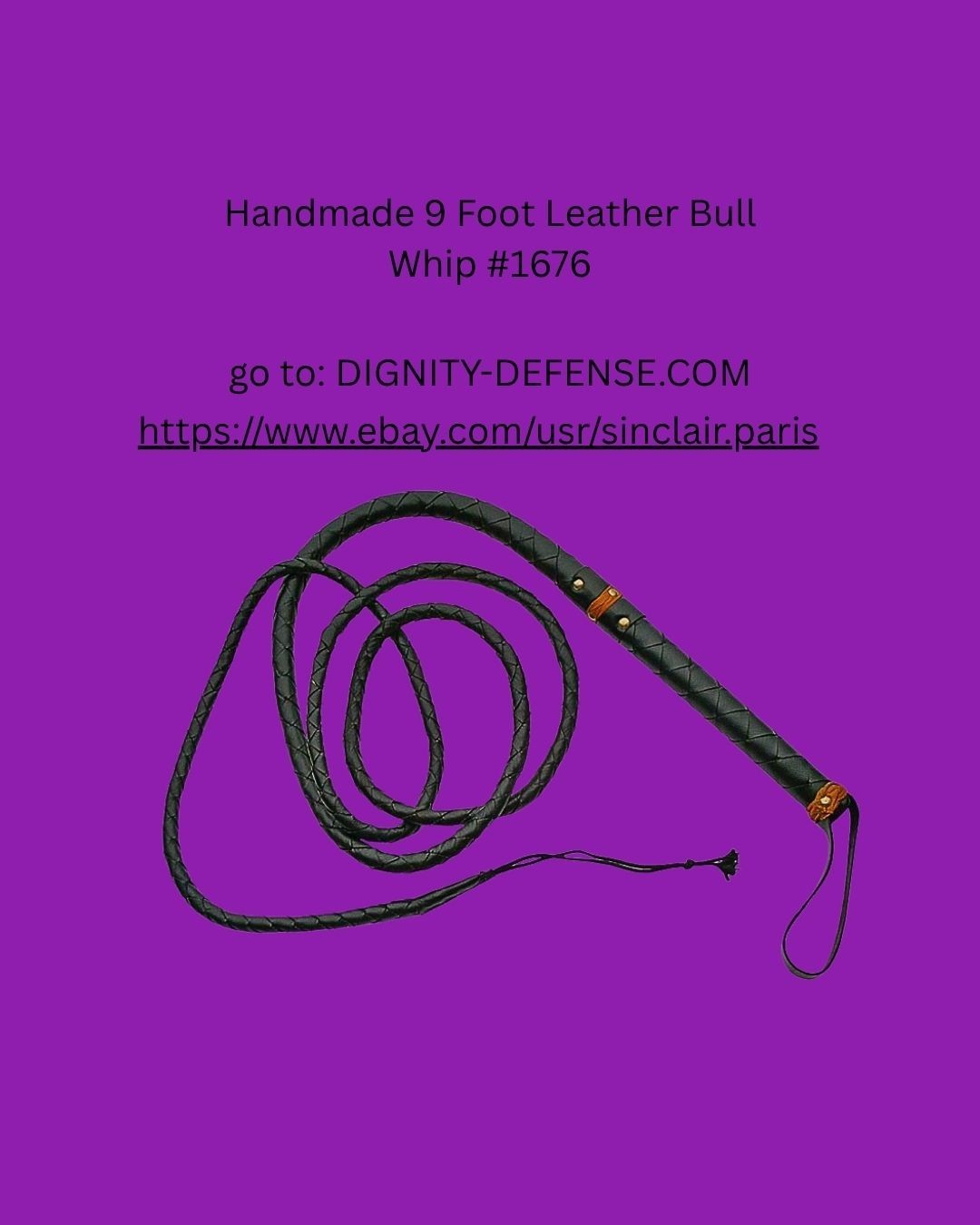 Handmade 9 Foot Leather Bull Whip