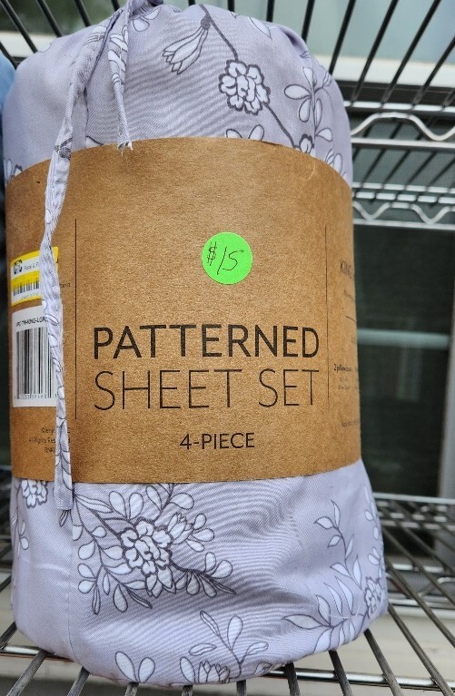 Ultra Soft 4 Piece Floral Patterned Light Gray Microfiber King Sheet Set