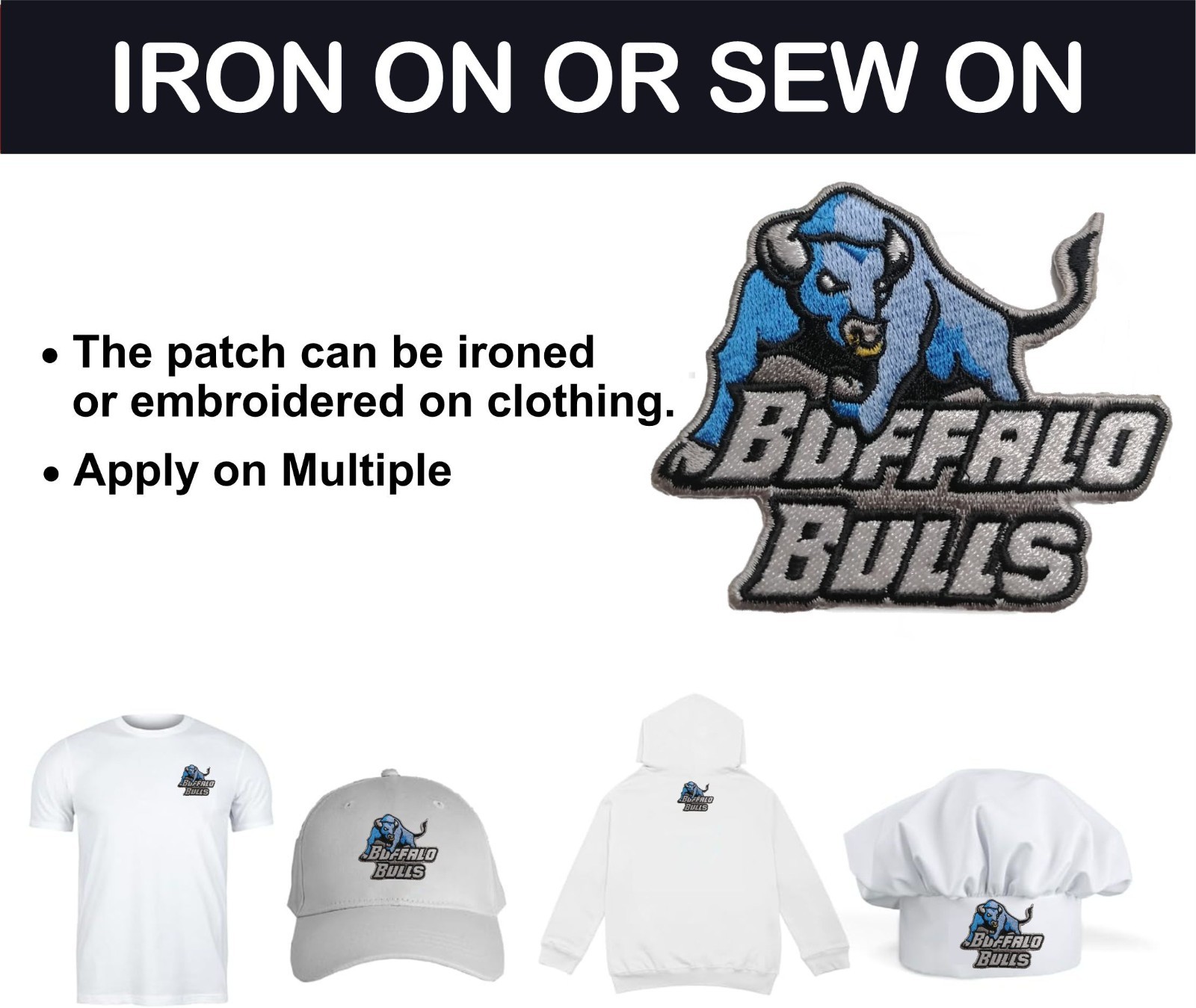 Buffalo Bulls NCAA Team Logo Iron On Patch - Sew Patch - Embroidered Patch