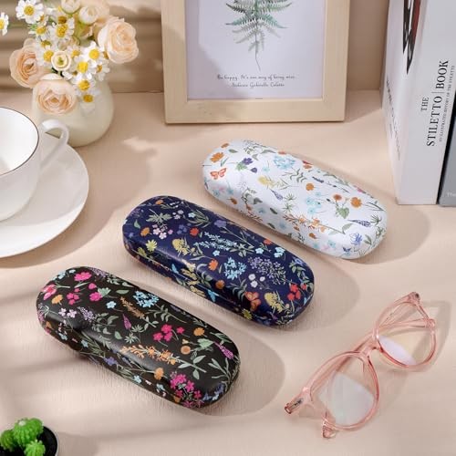3 Pcs Eyeglasses Case，Hard Shell Glasses Case Protective with Cleaning Cloth