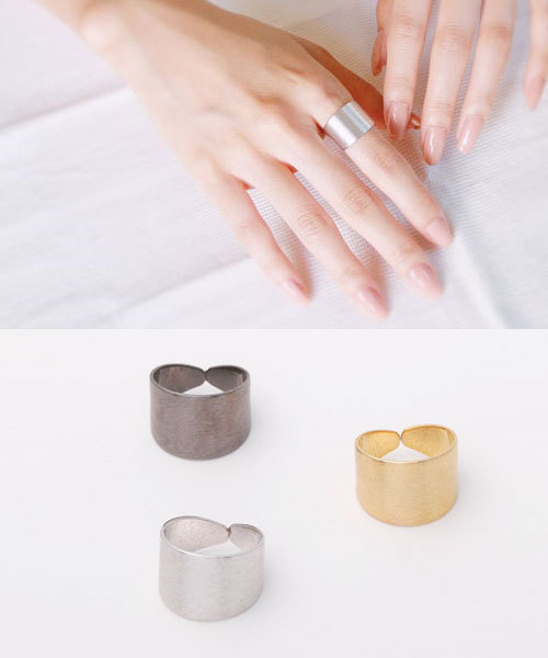 Brushed Metal Large Plat Ring / Korean style Adjustable Unique antique rings