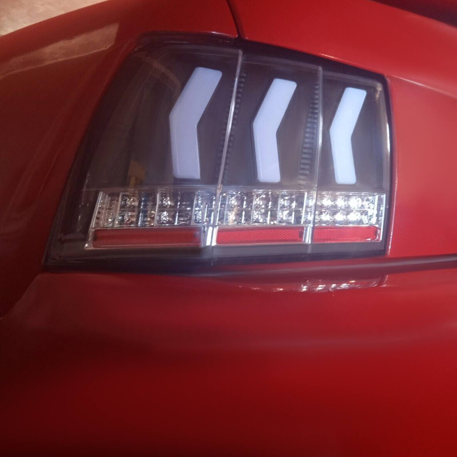 For 1999-2004 Ford Mustang Sequential Signal LED Tail Lights w/ Red Tube Black