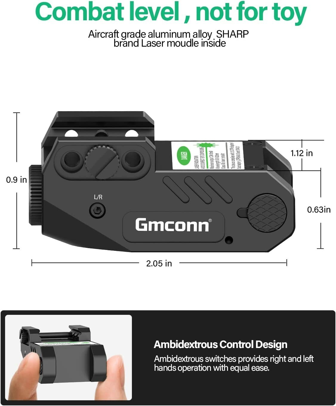 Gmconn Low Profile Blue Laser Sight Rechargeable Magnetic USB Picatinny Pistol