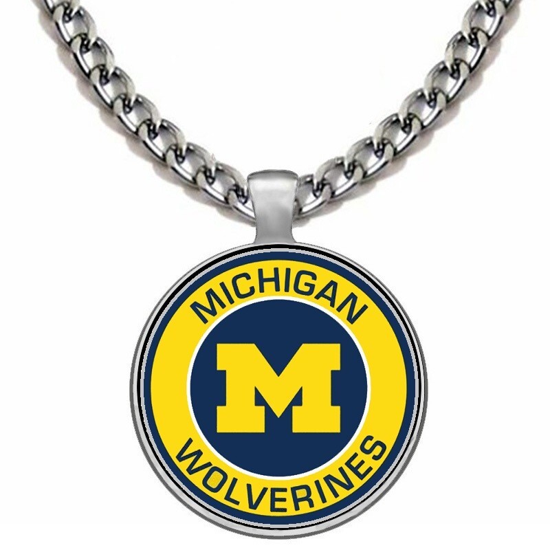 Michigan Wolverines Mens Womens 24" Stainless Steel Chain Pendant Necklace D5