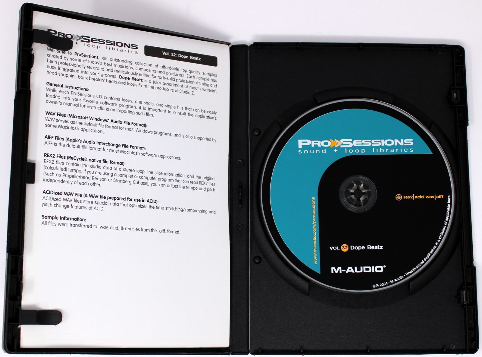M-Audio Pro Sessions 32 Dope Beatz Loops Sample/Sound Library/Sampling CD