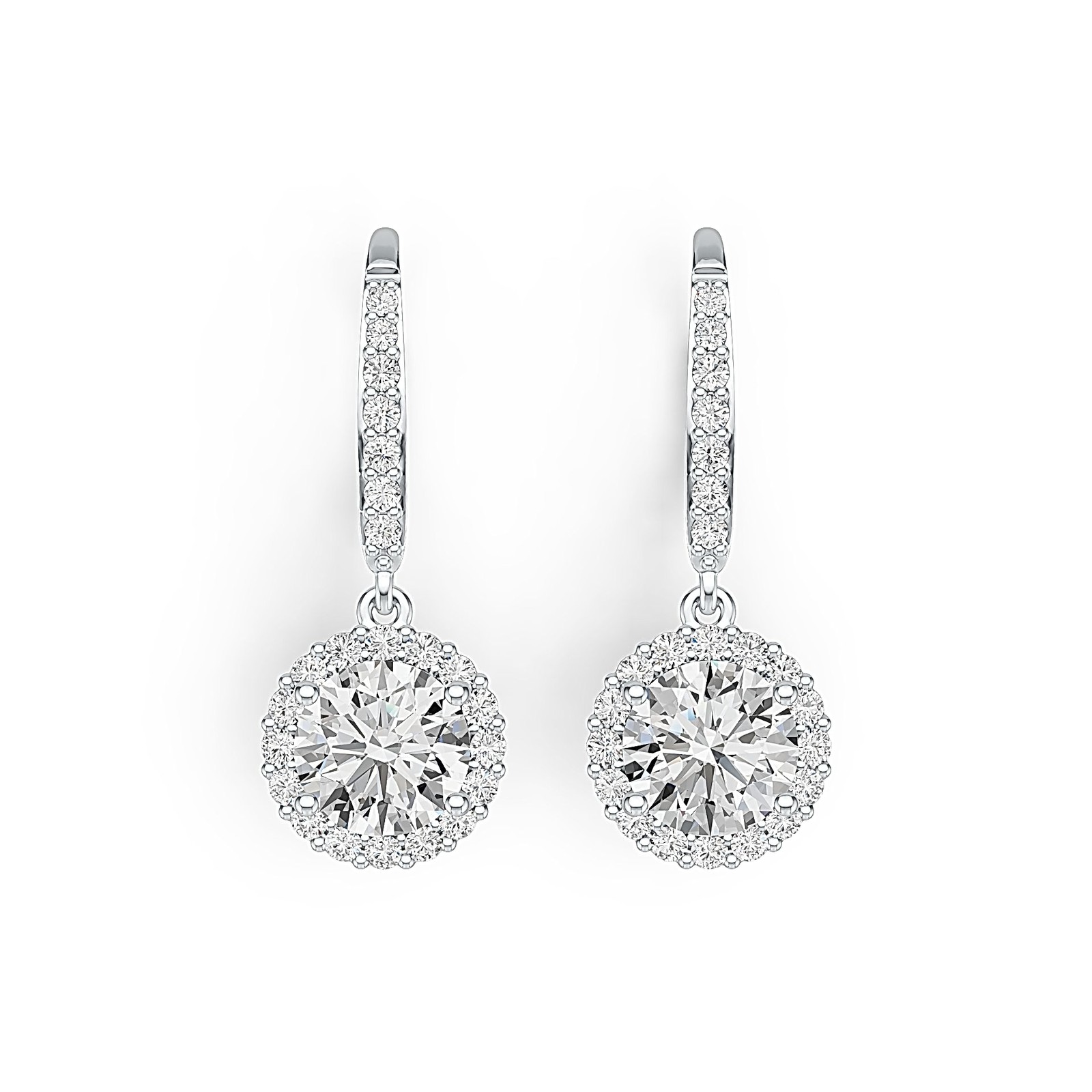 Sterling Silver Semi Mount Earrings Setting Round RD 8x8mm Halo Drop Earrings