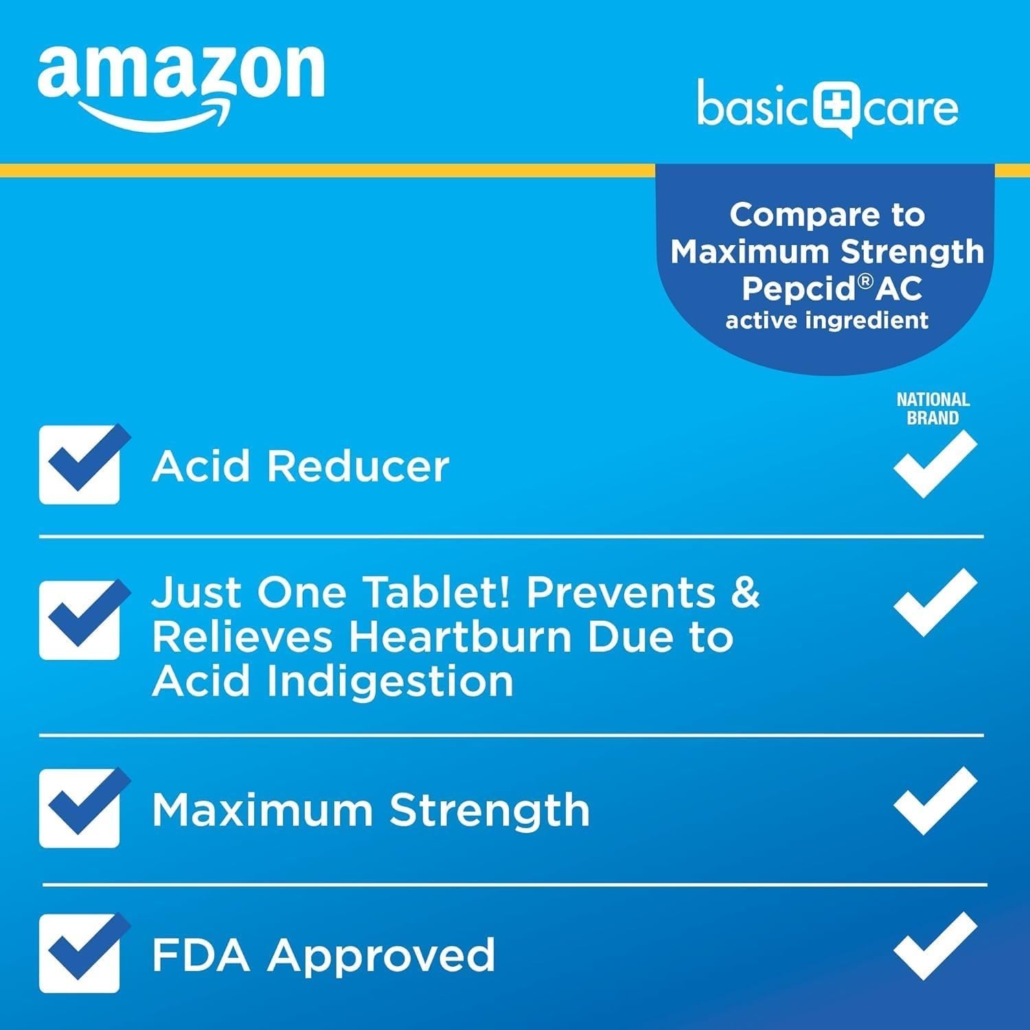 Amazon Basic Care Famotidine 20mg Acid Reducer 400ct Comparable to Pepcid