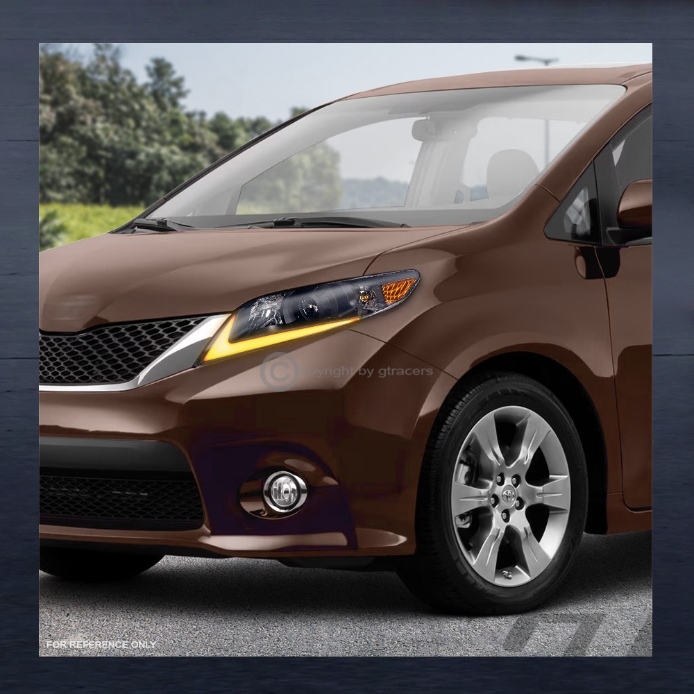 Switchback Sequential For 2011-2020 Sienna Black Projector Headlights w/LED Tube