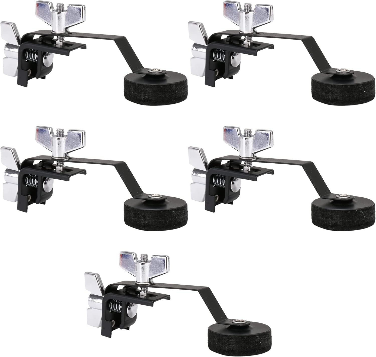 Drum-Damper-Mute-Silencer, Black Clamp-on Tone Control Accessories (5PCS)