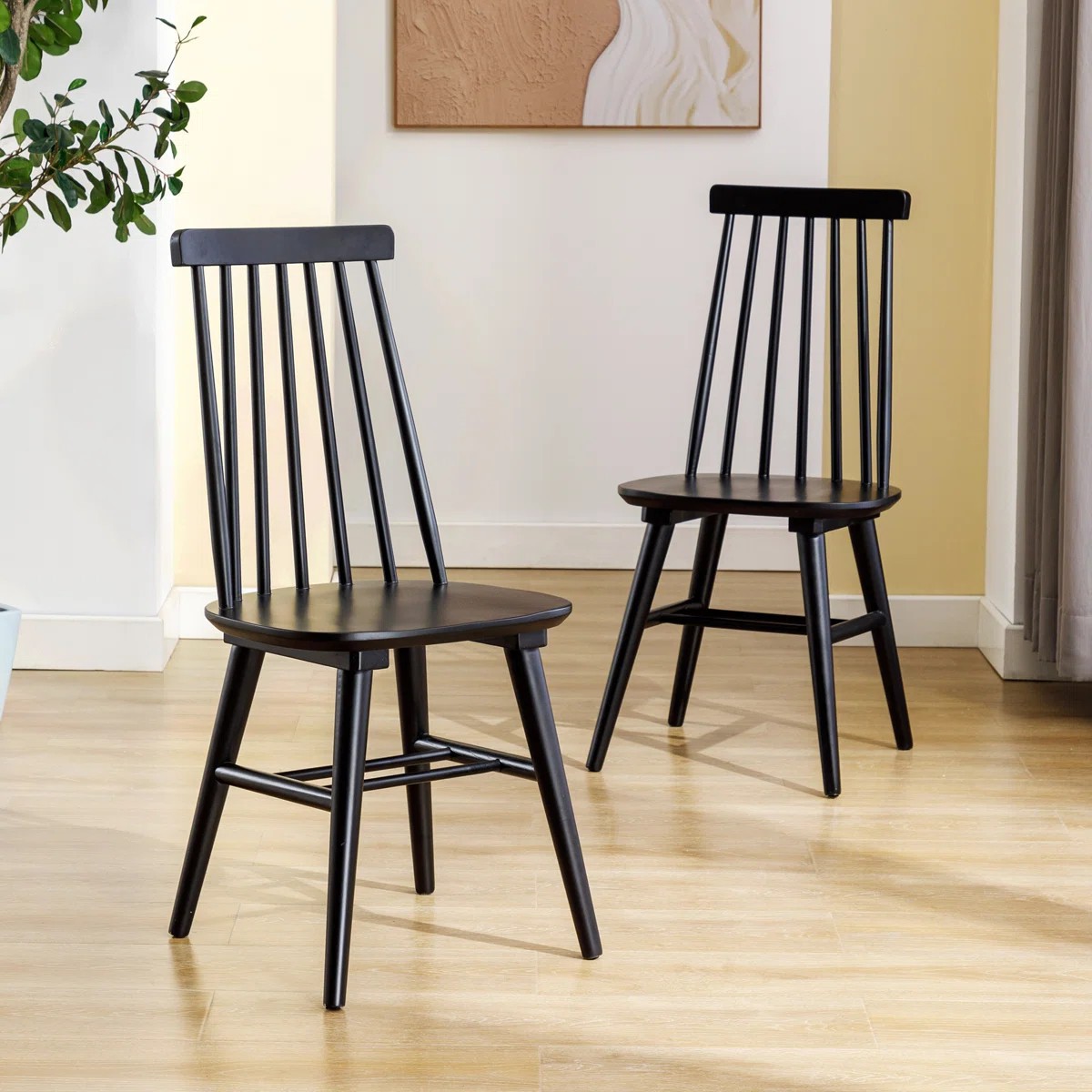 Wood Dining Chairs Set of 2 Spindle Back Farmhouse Dining Chairs Windsor Chairs
