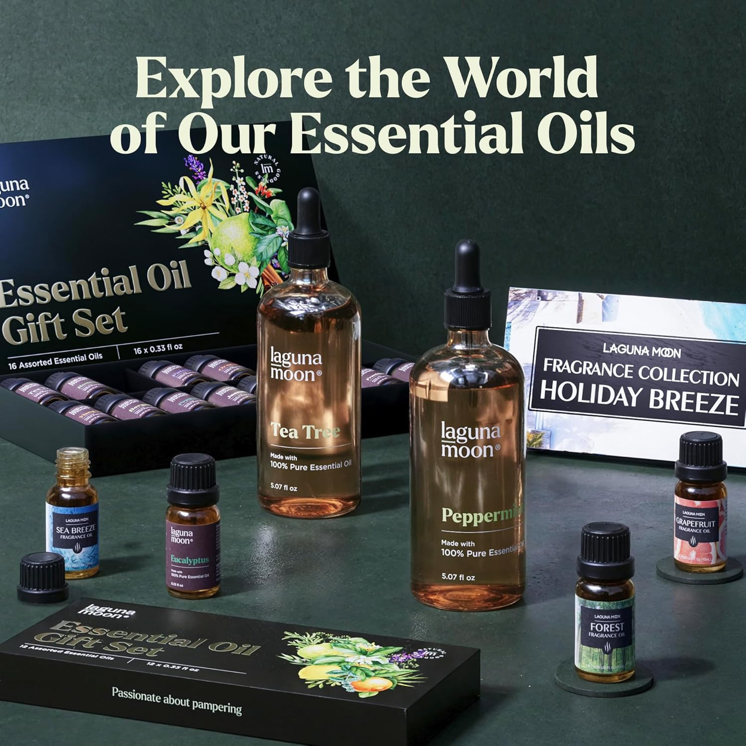 Lagunamoon Essential Oils Aromatherapy Set - 6 Oils for Diffusers, Home Care, Ca