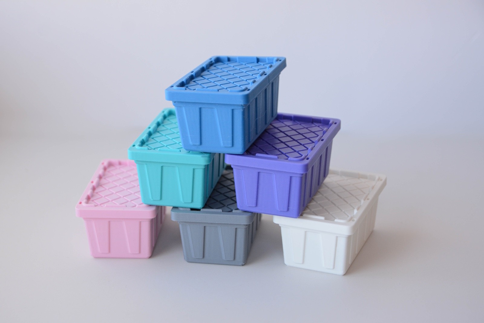 Mini Storage Tote *CUSTOM COLOR* with Snap-On Lid | 3D Printed Colored Mini Bin