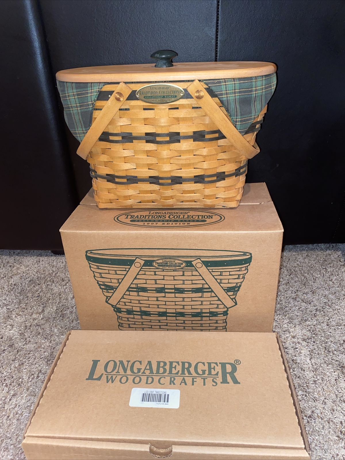 VTG. 1997 LONGABERGER FELLOWSHIP EDITION BASKET COMPLETE COMBO WITH BOXES