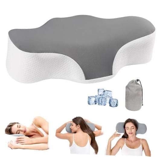 Travel Cervical Pillow for Bed Sleeping, Small Memory Foam Neck 1 Pillow