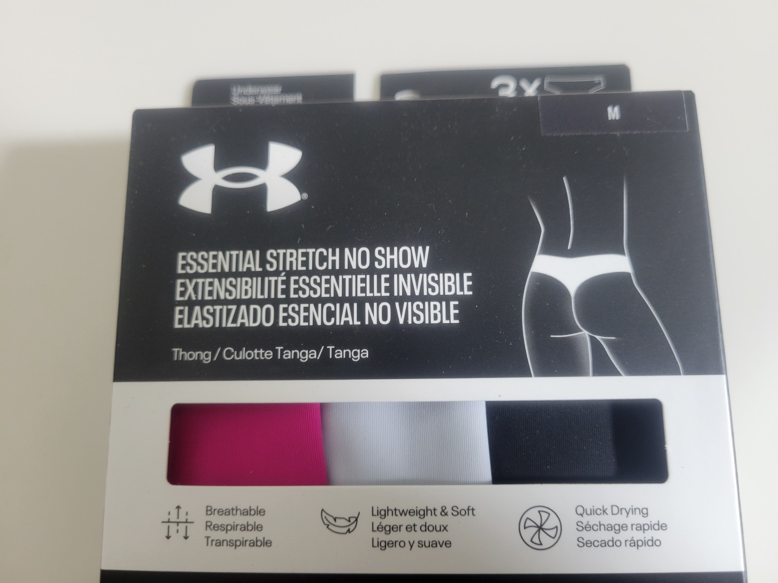Women's Under Armour Essential Stretch No Show Thongs 3 Pack Size M