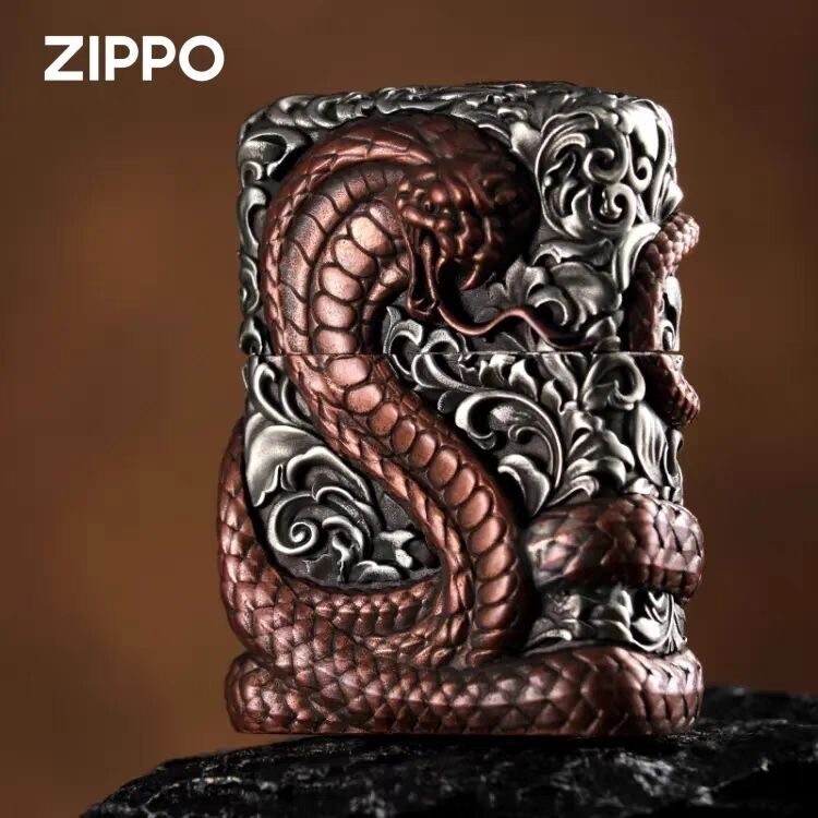 New Zippo oil Lighter Armor Snake with box