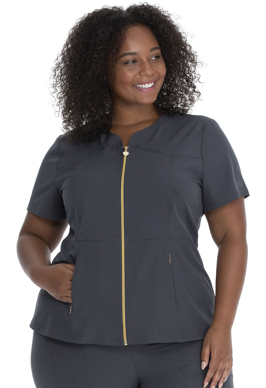 Pewter HeartSoul Scrubs Zip Front Top HS828 PEWH