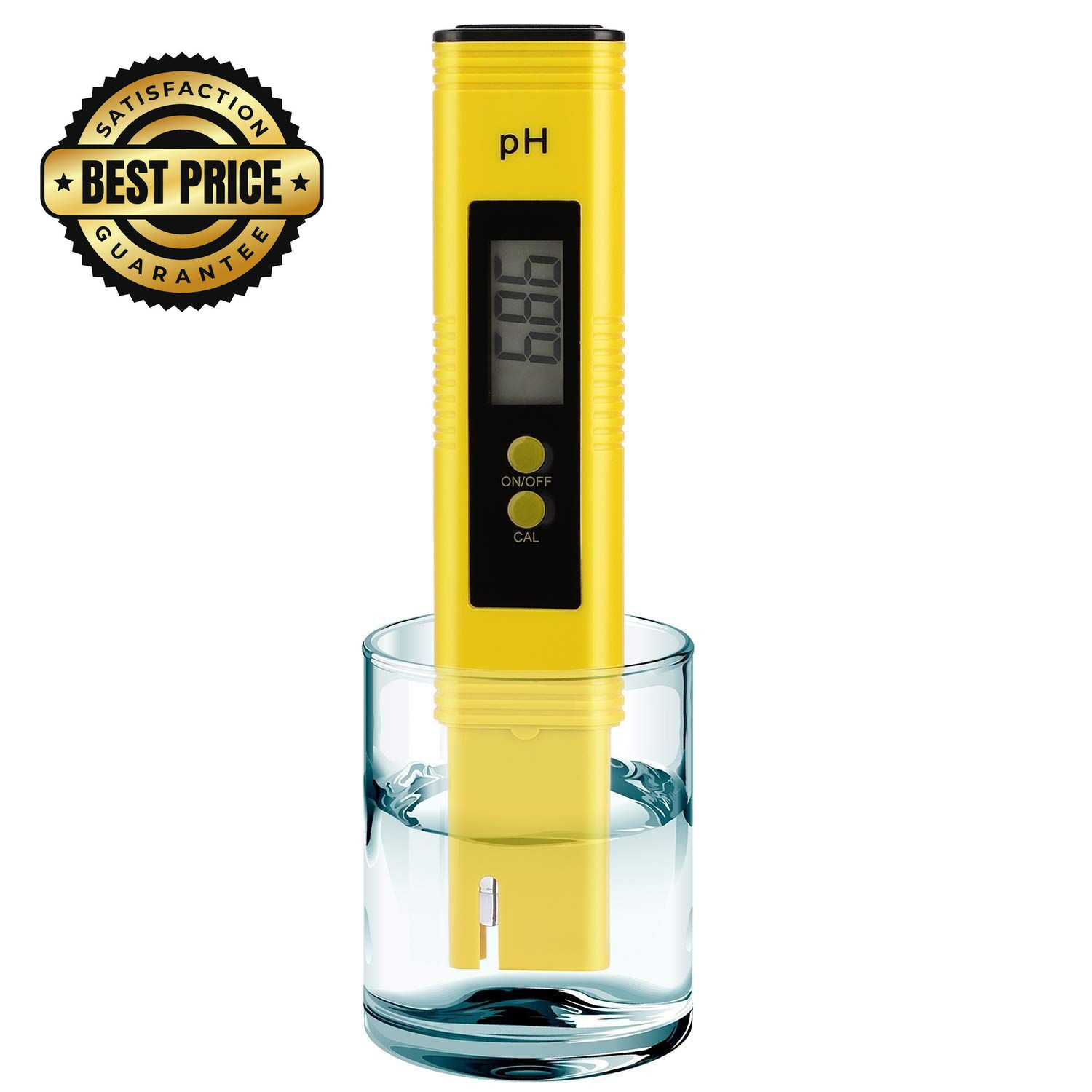 Digital pH Meter Tester Pen for Water, Pre-Calibrated, High Normal, Yellow