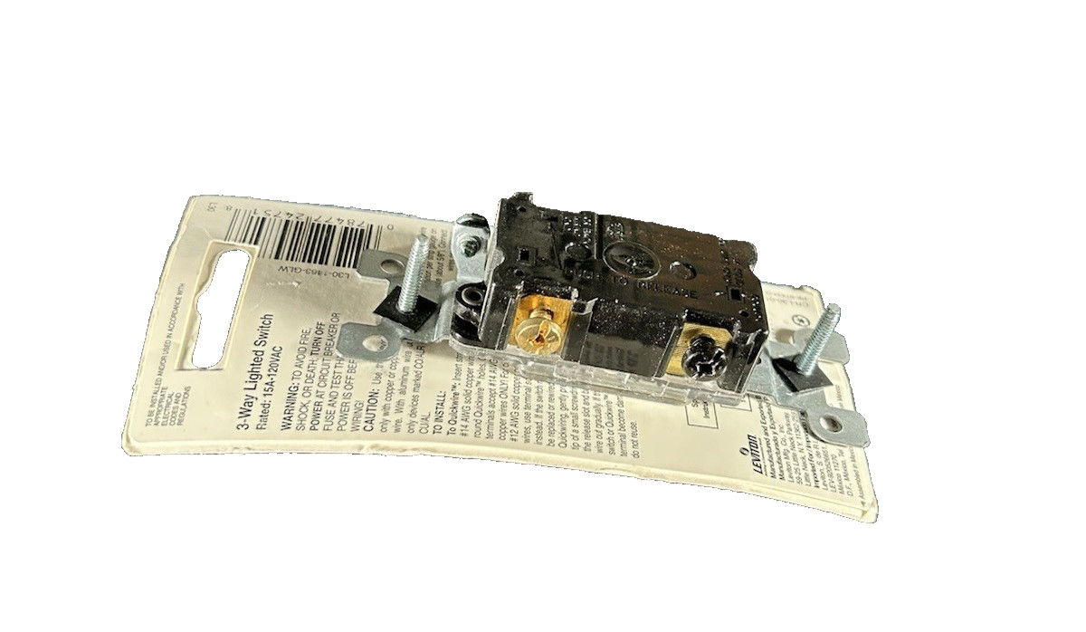 🔥2 units ~ Leviton 1463-GLW 3-Way AC Quiet Toggle Switch w/ Lighted Toggle🔥