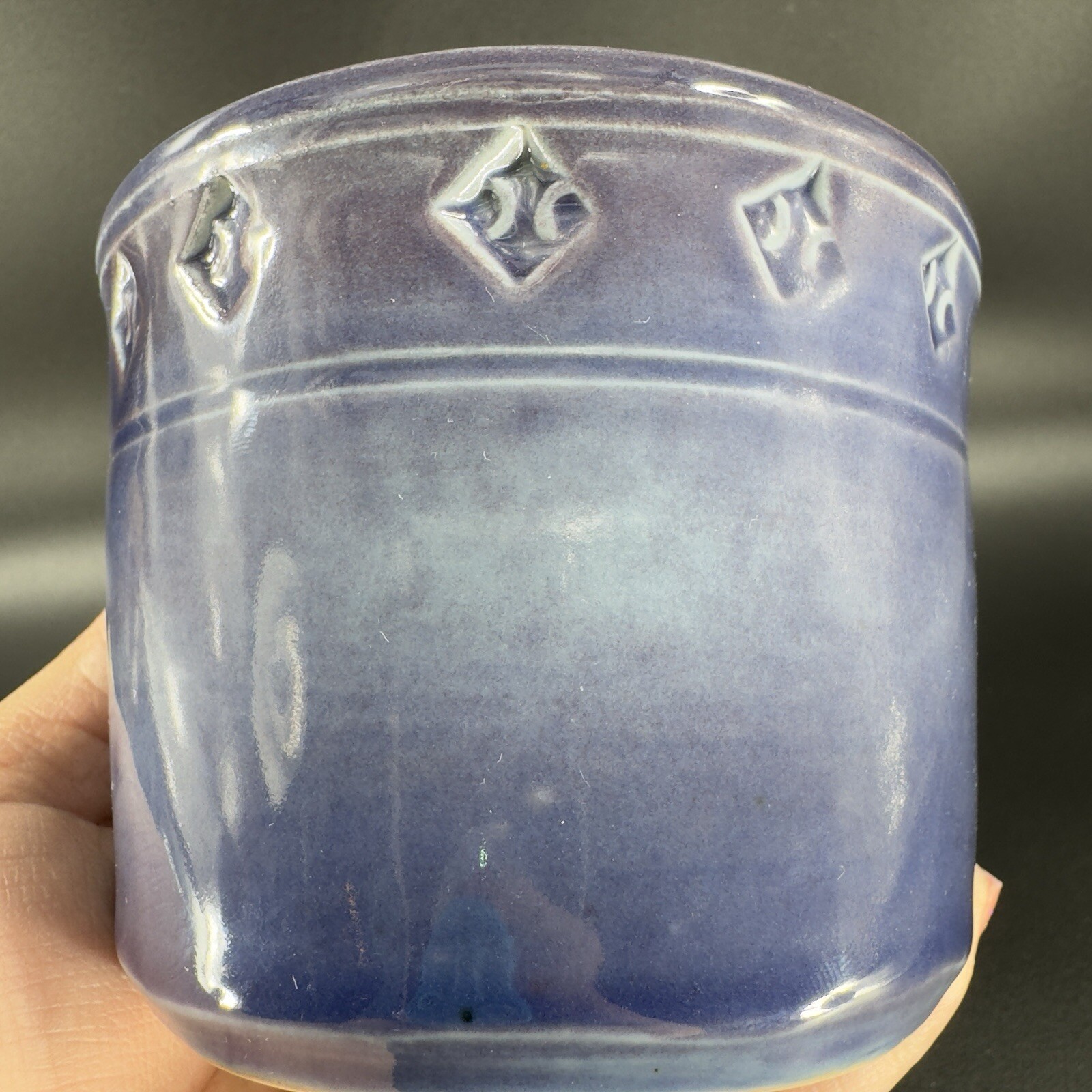 Hand Made Studio Art Pottery Dish Bowl Flower Pot Blue White Ombré Glaze Signed