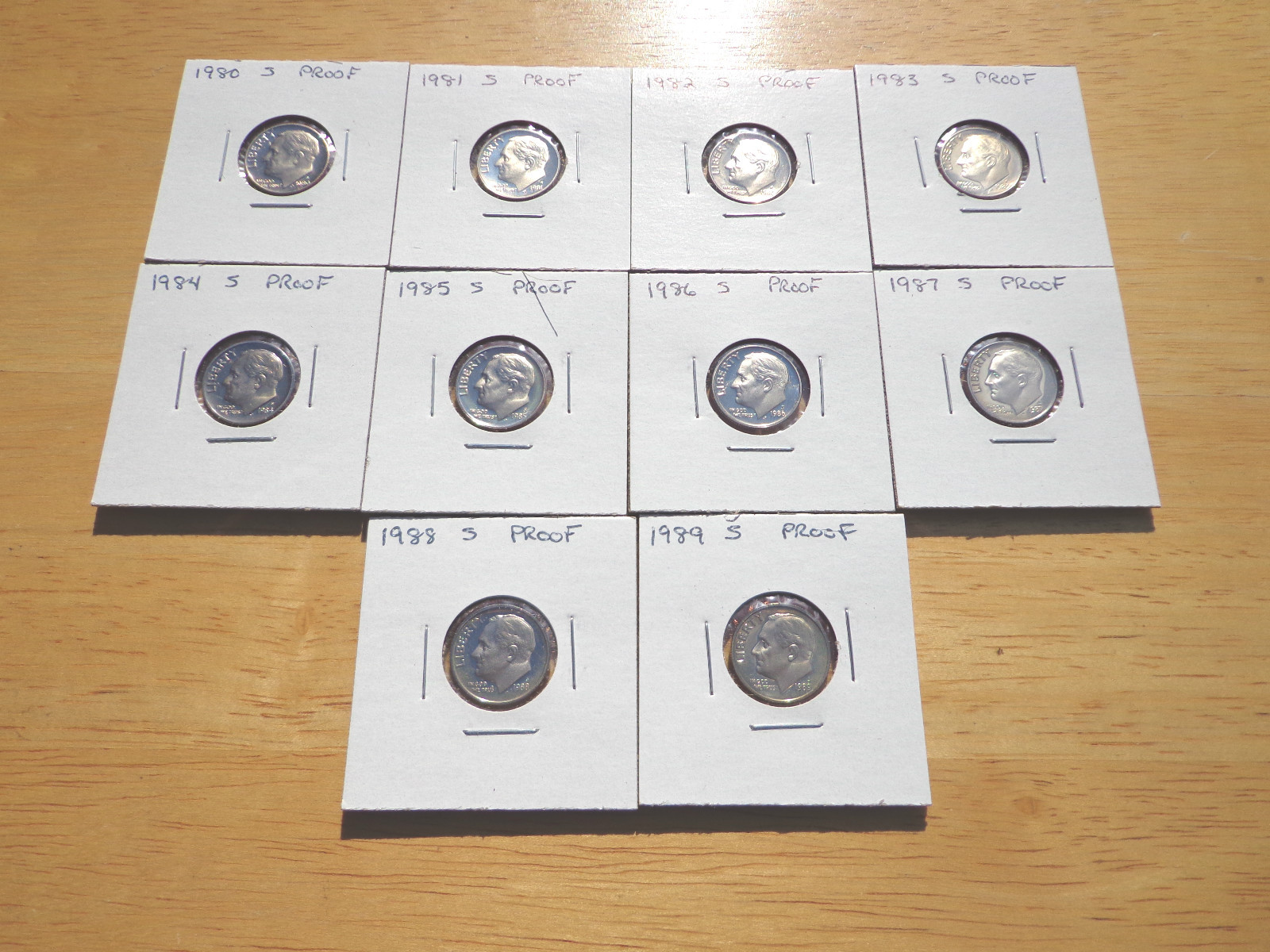 1980 81 82 -1984 1985 1986 1987 1988 1989 S Proof Roosevelt Dime 10 Coin Set Lot