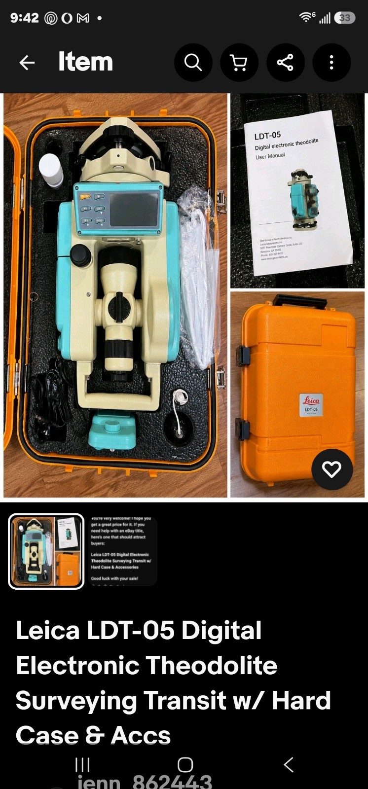 Leica LDT-05 Digital Electronic Theodolite Surveying Transit w/ Hard Case & Accs