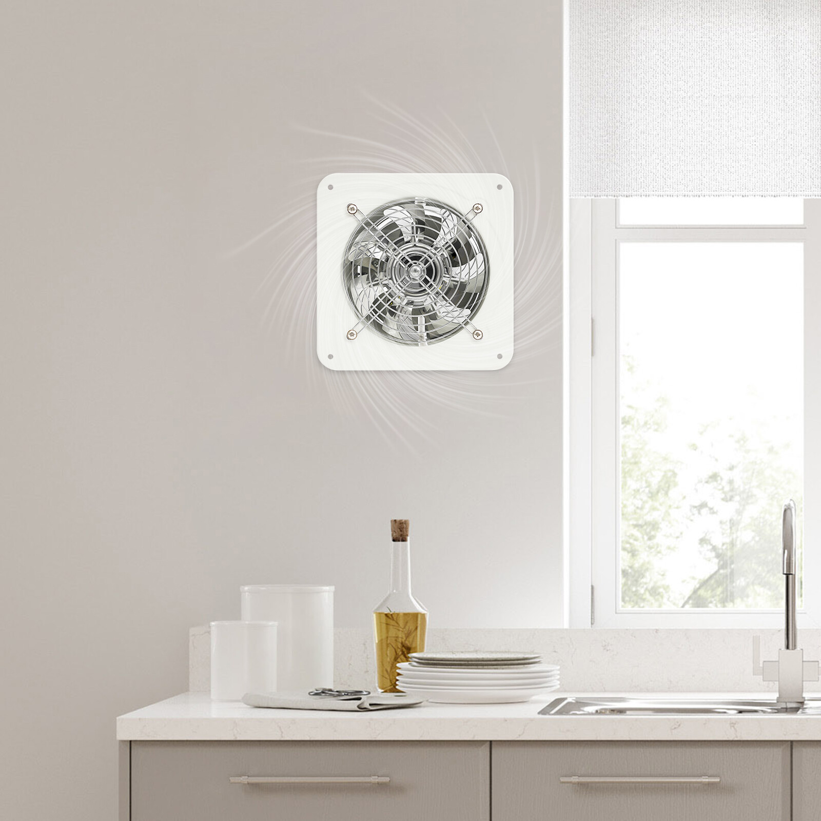 6" Ceiling Bathroom Ventilation Fan Toilet Bath Air Vent Exhaust Fan Wall Mount