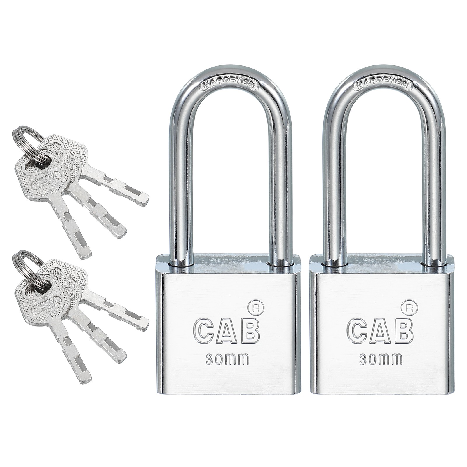 2Pcs 30mm (1-3/16")Steel Padlock Keyed Different Pin Tumbler Padlocks with Key