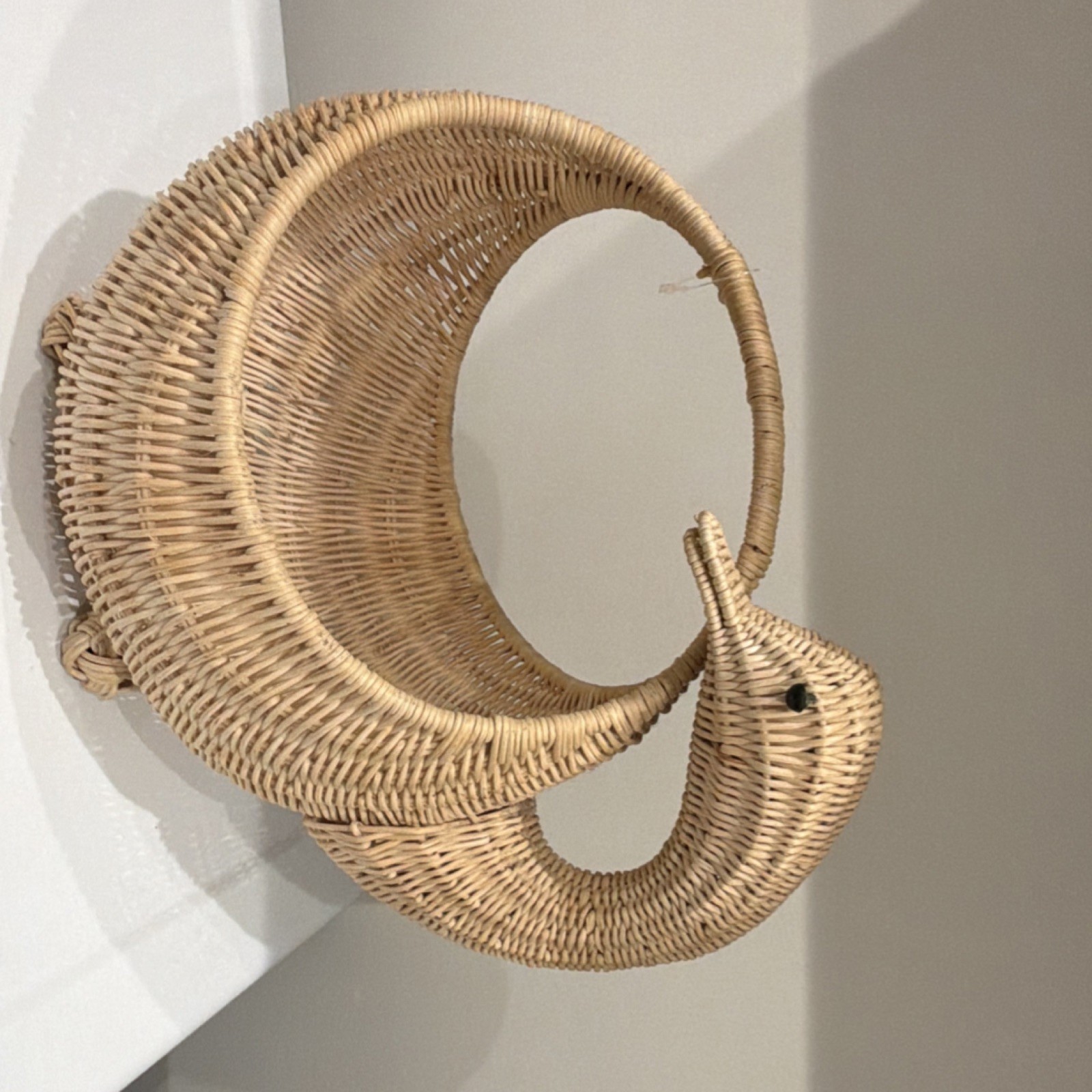 Wicker Swan Shaped Decorative Basket With Handles Beige Animal Theme