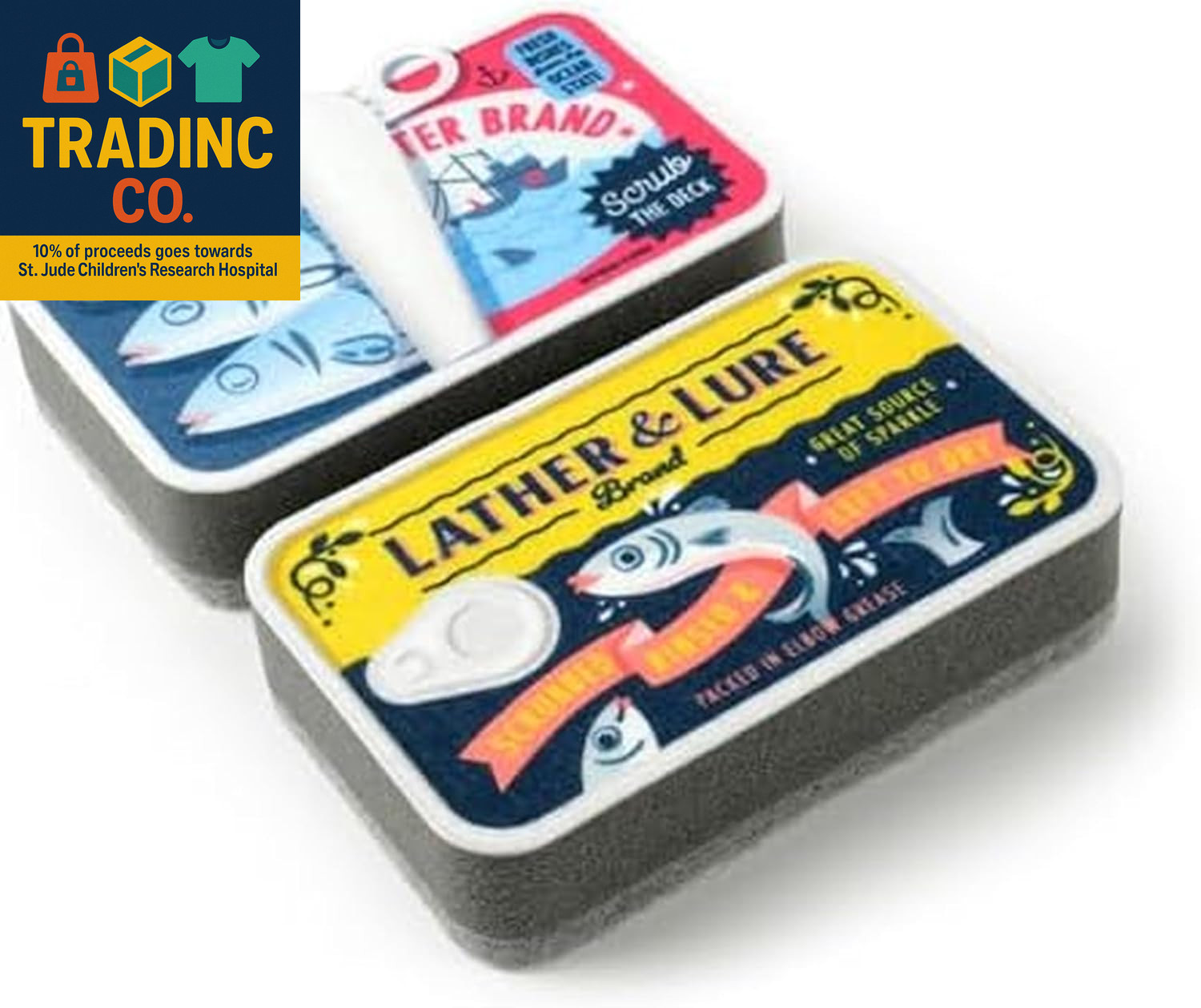 Tidy TINS Sardine Sponges, Set of 2, Durable Layered Sponges, Fun and Quirky Tin