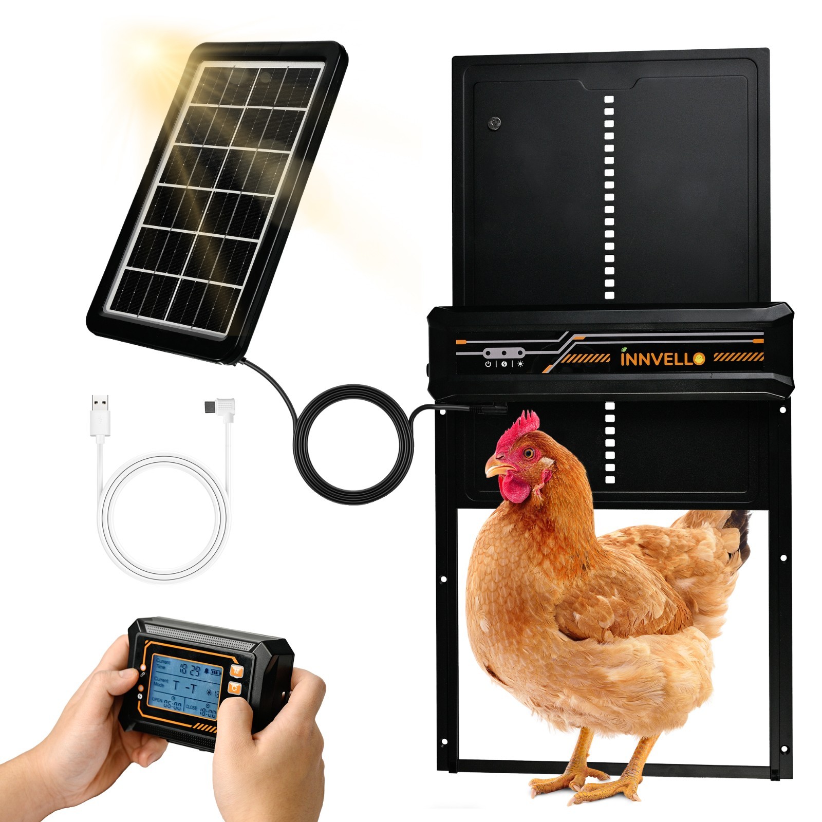 Automatic Chicken Coop Door Solar Powered with Remote Control Setup & LCD Screen