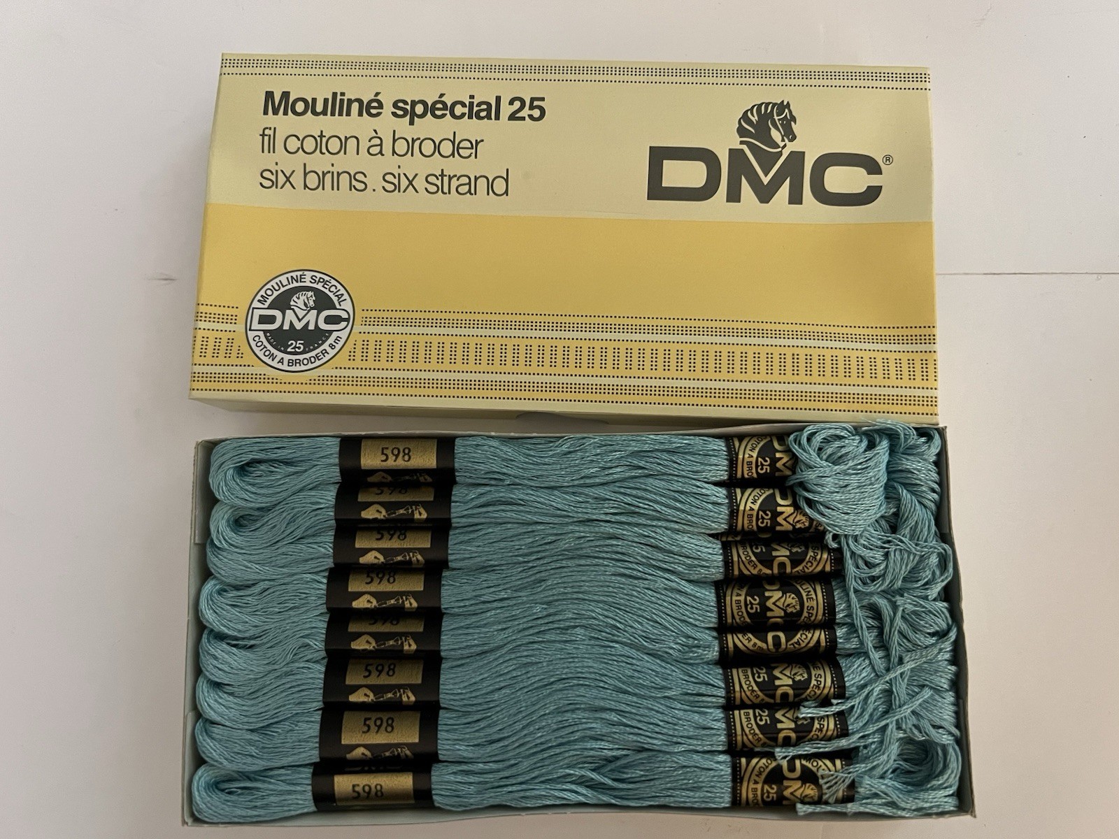 DMC Embroidery Floss Color # 598 Light Turquoise Floss Box of 24 New