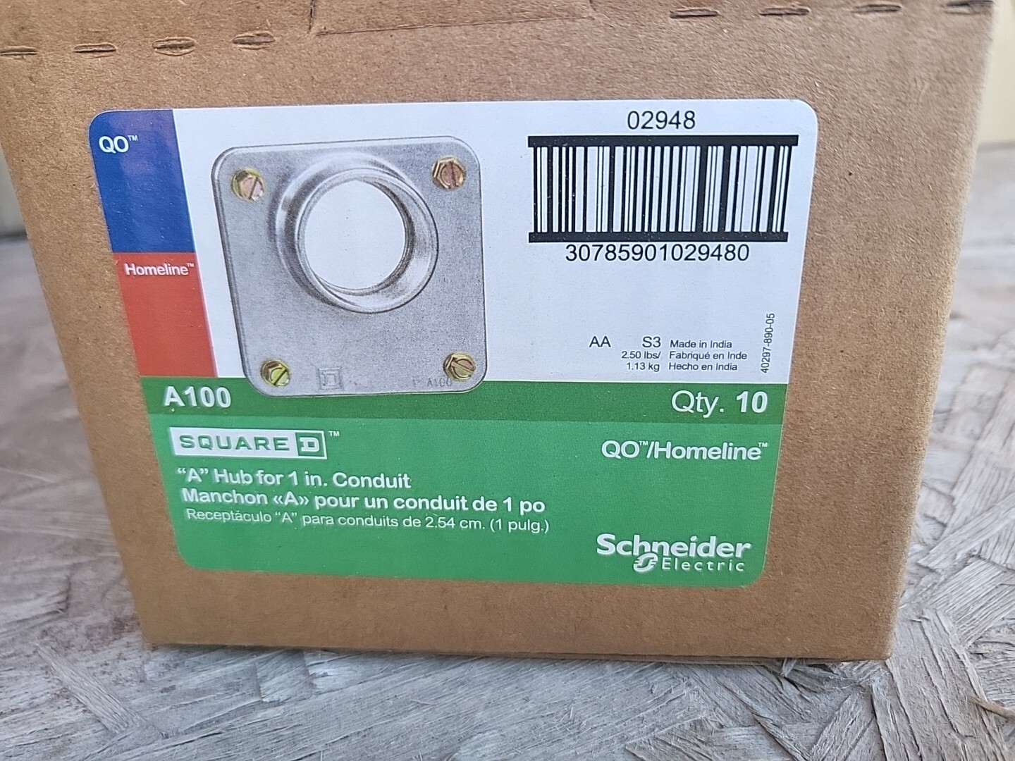 lot Of (10) Square D Schneider Electric A Hub 1" 1 Inch Panel Homeline QO A100