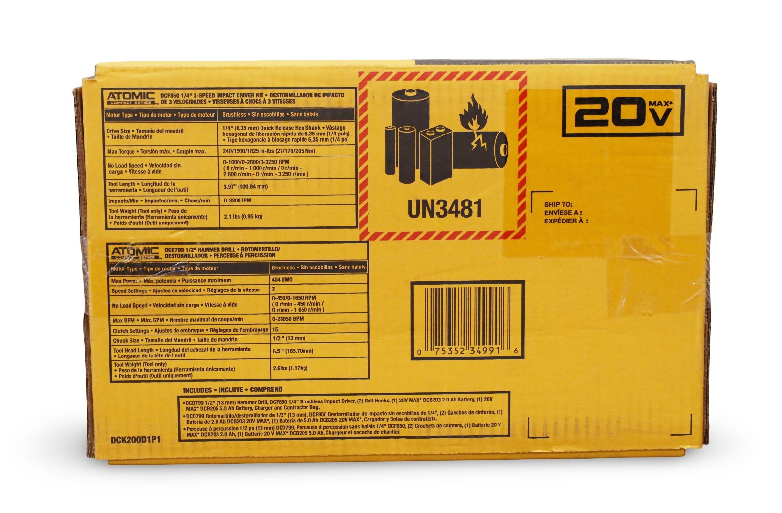 DEWALT 20V MAX 2-Tool Hammer Drill and Impact Combo Kit Model DCK200D1P1