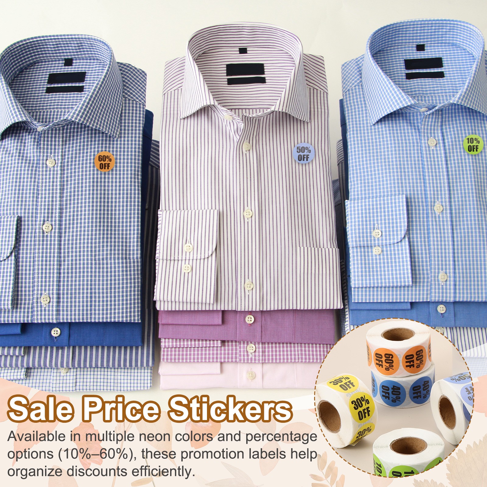 500 Pcs 60% Off Stickers for Retail for Shops, Orange