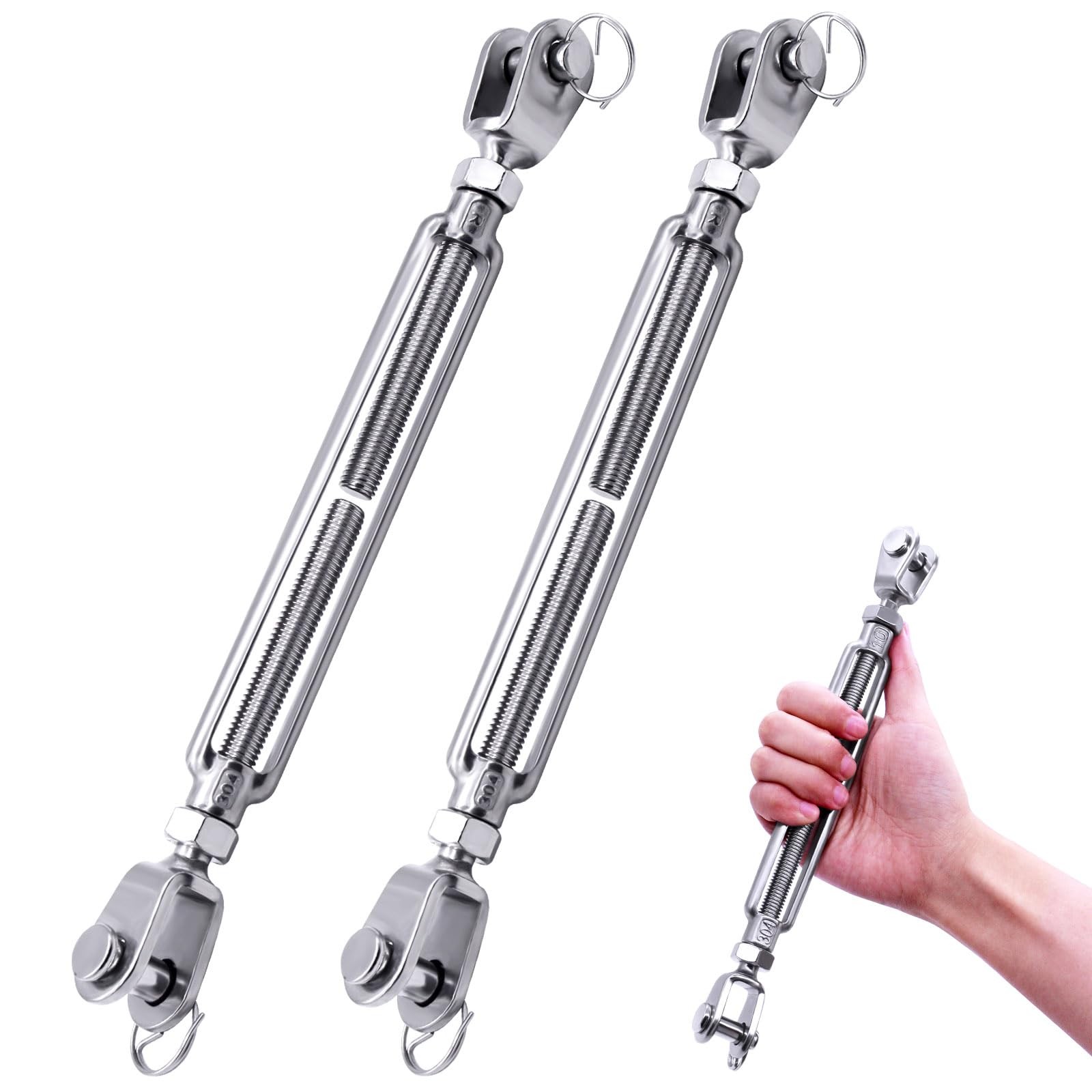 Autokcan 2PCS 1/2” X 12.5” M12 304 Stainless Steel Turnbuckle Extra Large...