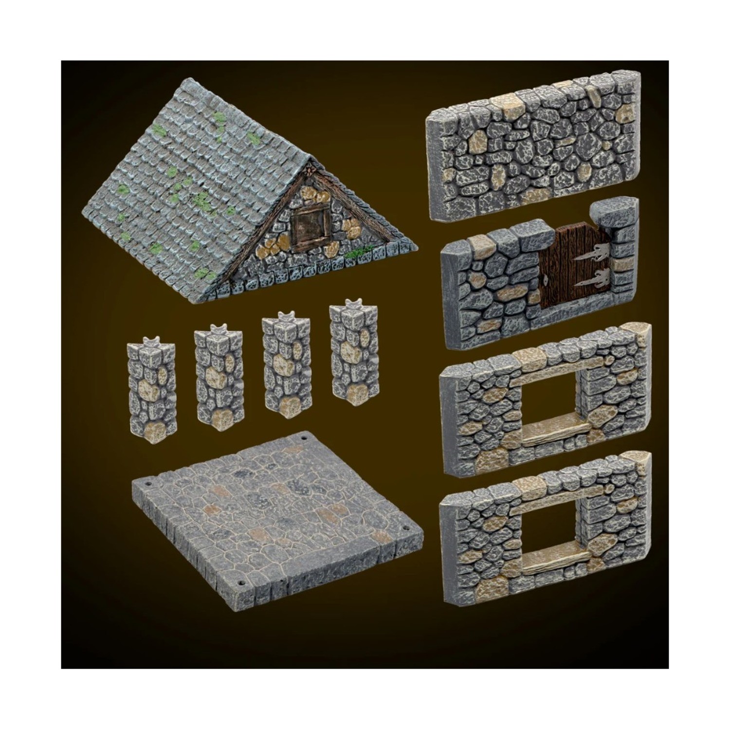 Dwarven Forge Fantasy Terrain 28mm Cottage Set - Stone NM