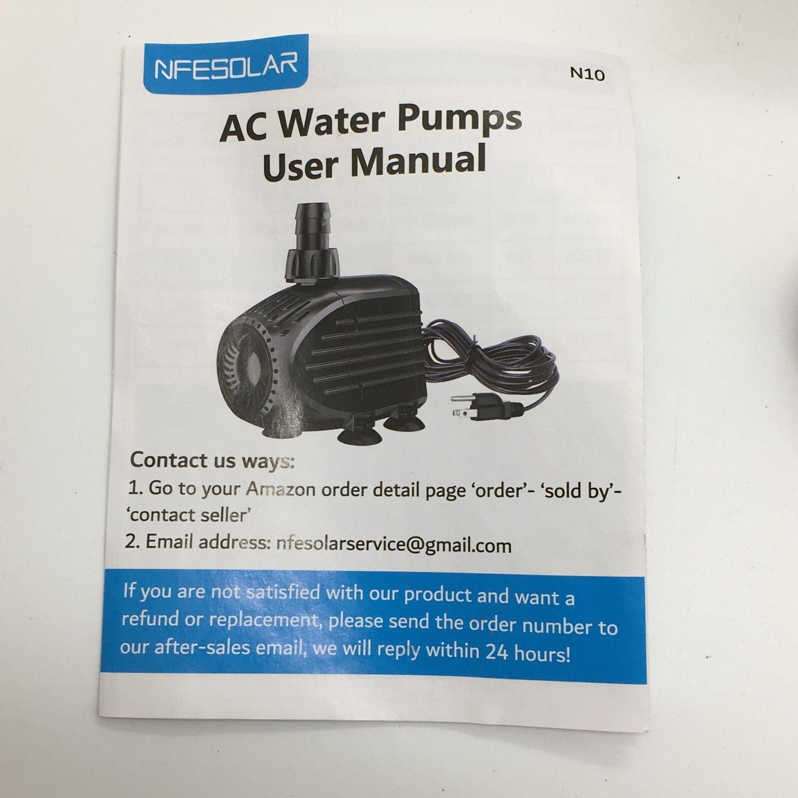 Submersible KF-205 Pump 400GPH (35W) 8FT Quiet Adj Water Flow Rate NFESOLAR