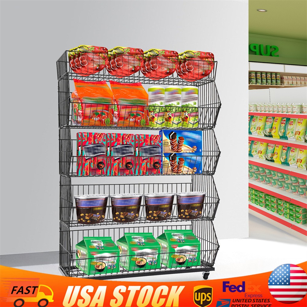 5 Tier Wire Grid Retail Display Shelf Merchandise Display Rack Stand 90*43*136cm