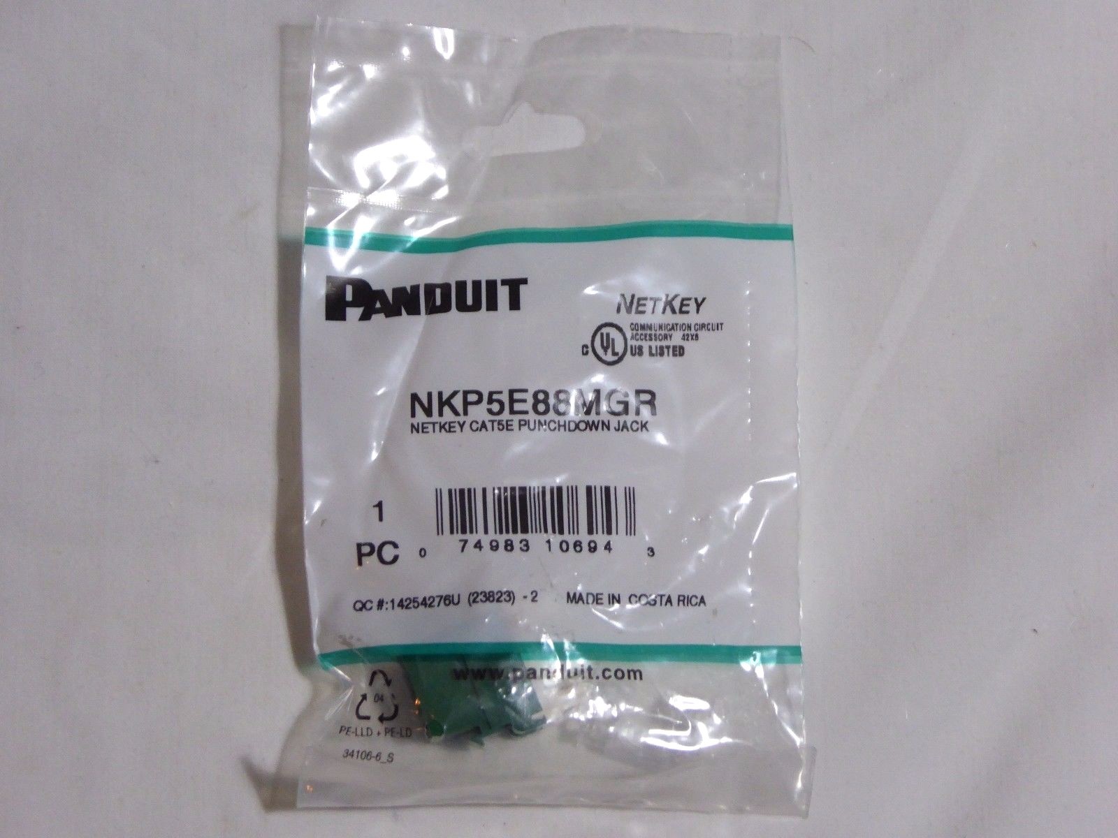 NEW Panduit NKP5E88MGR NetKey Cat5e Punchdown Jack SEALED cat 5e punch down