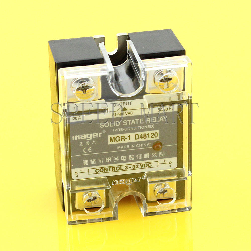 High Quality DC-AC 120A 3-32VDC to 24-480V AC Solid State Relay SSR +Clear Cover